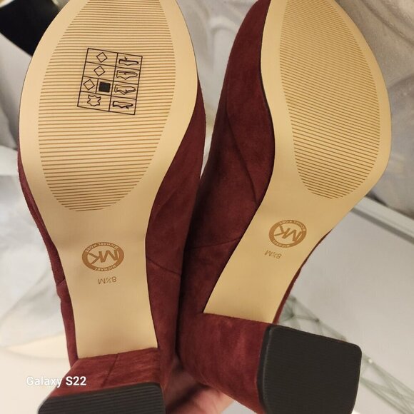 Michael Kors Frenchie Brandy Red Suede Block Heel Platform Ankle Booties NIB. - Picture 7 of 12